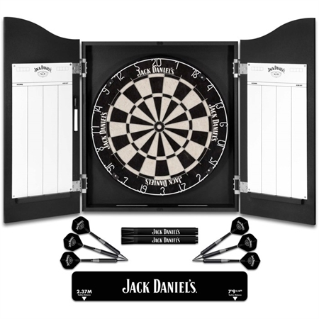 Jack Daniels homeset - dartskap, dartskive og 2 sett dartpiler